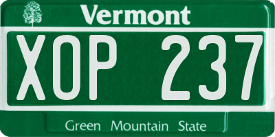 VT license plate XOP237