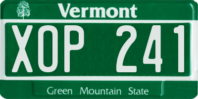 VT license plate XOP241