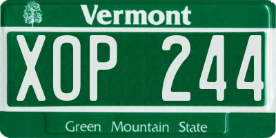 VT license plate XOP244