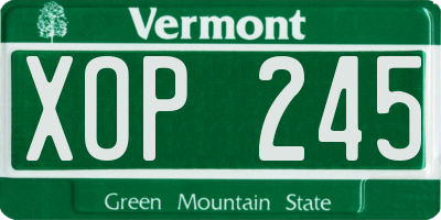 VT license plate XOP245