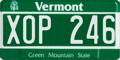 VT license plate XOP246