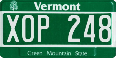 VT license plate XOP248