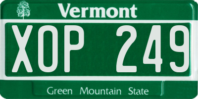 VT license plate XOP249