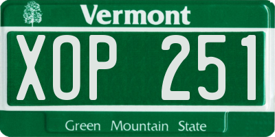 VT license plate XOP251