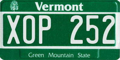 VT license plate XOP252