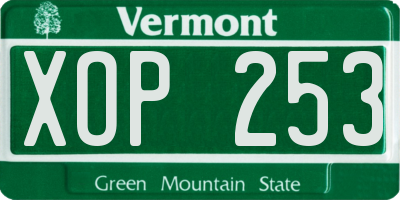 VT license plate XOP253