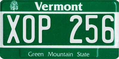VT license plate XOP256