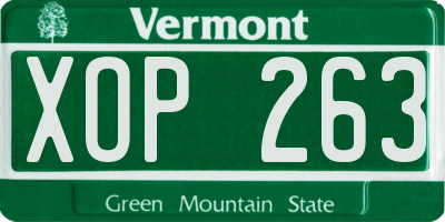 VT license plate XOP263