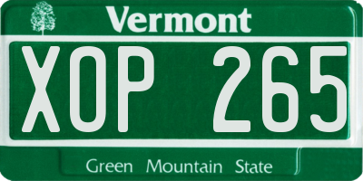 VT license plate XOP265