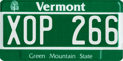 VT license plate XOP266