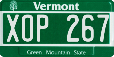 VT license plate XOP267