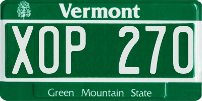 VT license plate XOP270