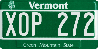 VT license plate XOP272