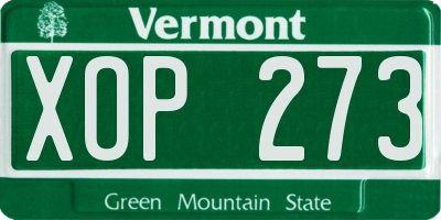 VT license plate XOP273
