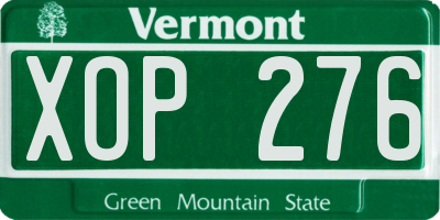 VT license plate XOP276