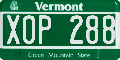 VT license plate XOP288