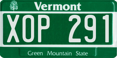 VT license plate XOP291