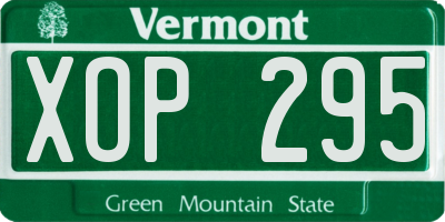 VT license plate XOP295