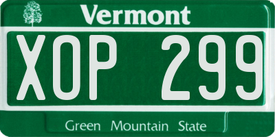 VT license plate XOP299