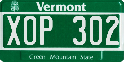 VT license plate XOP302