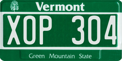 VT license plate XOP304