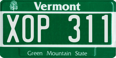 VT license plate XOP311