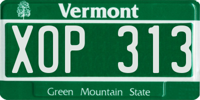 VT license plate XOP313