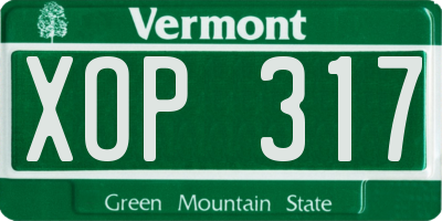 VT license plate XOP317