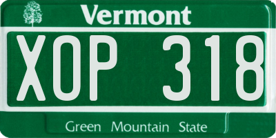 VT license plate XOP318