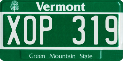 VT license plate XOP319
