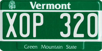 VT license plate XOP320