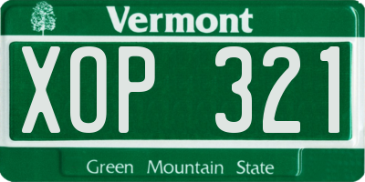 VT license plate XOP321