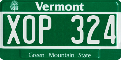 VT license plate XOP324