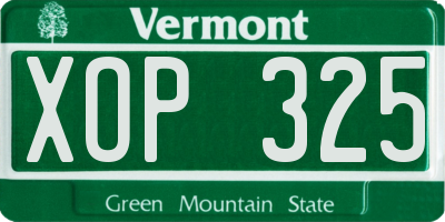VT license plate XOP325