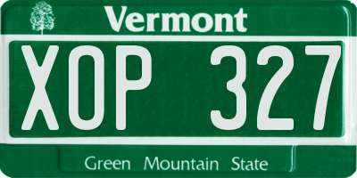 VT license plate XOP327