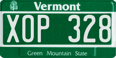 VT license plate XOP328