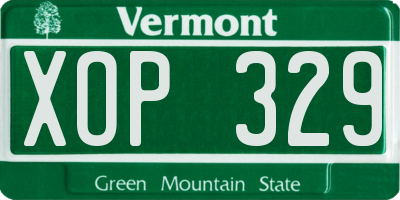 VT license plate XOP329