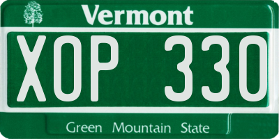 VT license plate XOP330