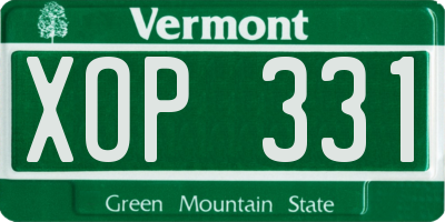 VT license plate XOP331
