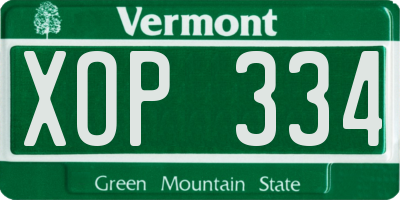 VT license plate XOP334