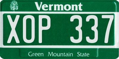 VT license plate XOP337