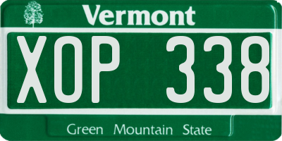 VT license plate XOP338