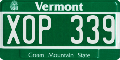 VT license plate XOP339