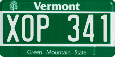 VT license plate XOP341
