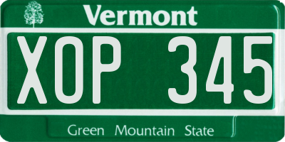 VT license plate XOP345