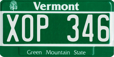 VT license plate XOP346