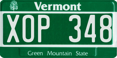 VT license plate XOP348
