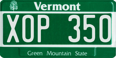 VT license plate XOP350