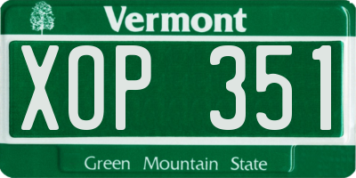 VT license plate XOP351