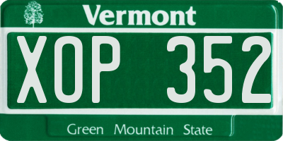 VT license plate XOP352